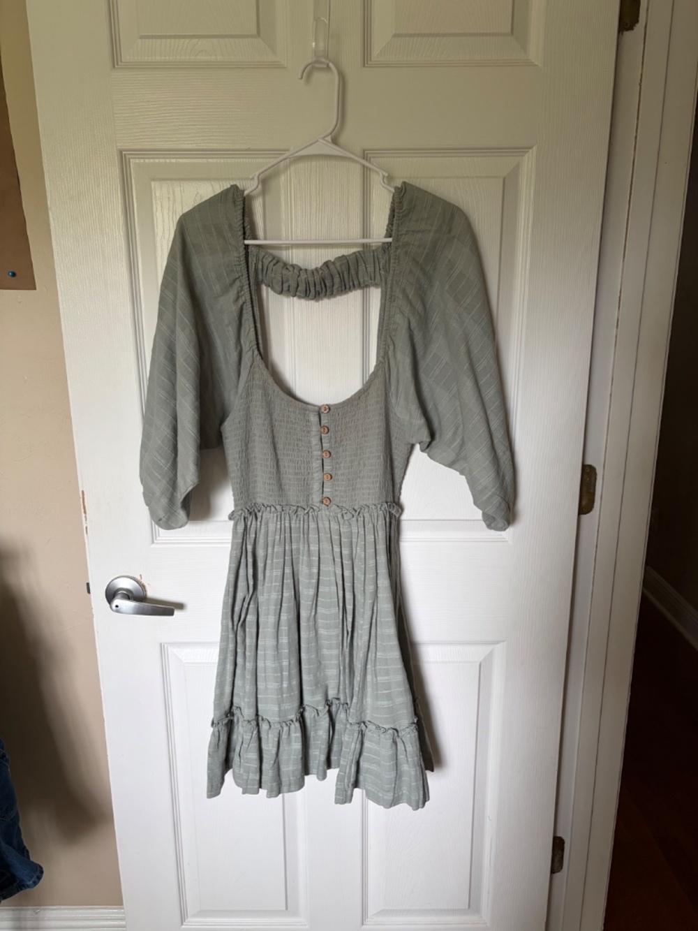 Free People Cora Puff Sleeve Dress Green - M - Picture 3 of 5